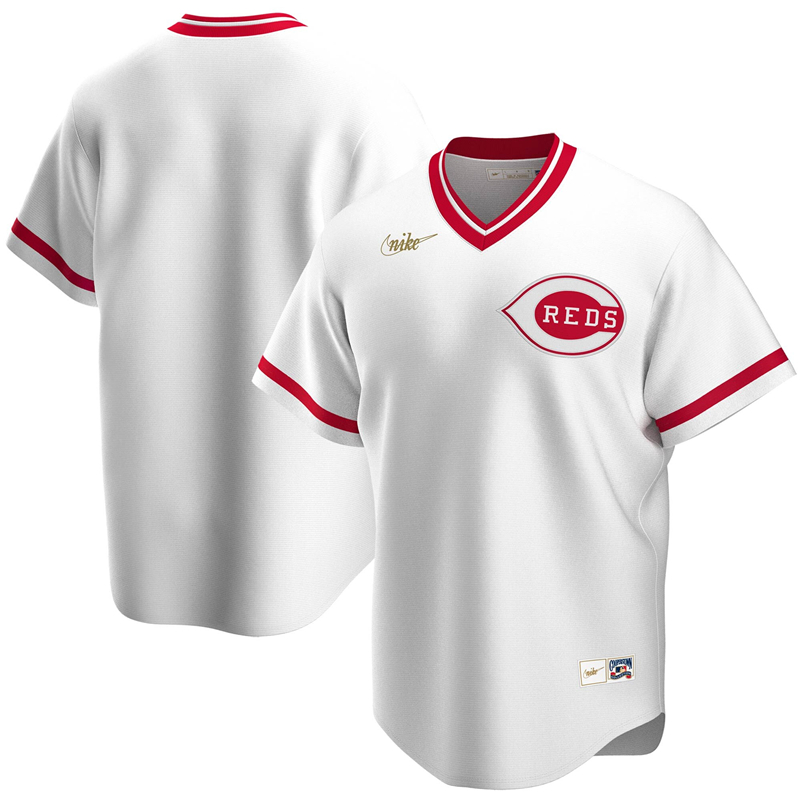 2020 MLB Men Cincinnati Reds Nike White Home Cooperstown Collection Team Jersey 1->cincinnati reds->MLB Jersey